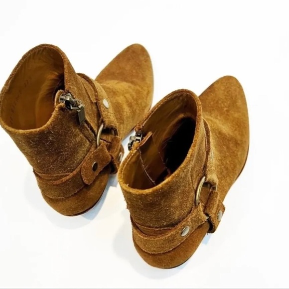 SAINT LAURENT West Tan Suede Harness Boot Women Size 7 - Picture 7 of 10